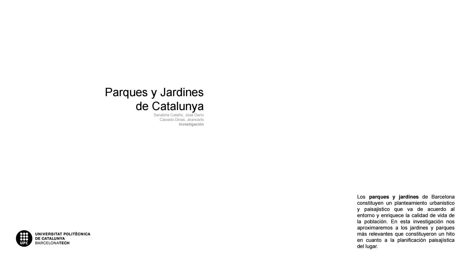 Parques y Jardines de Cataluña. by Jeancarlo Caicedo Dinas - Issuu