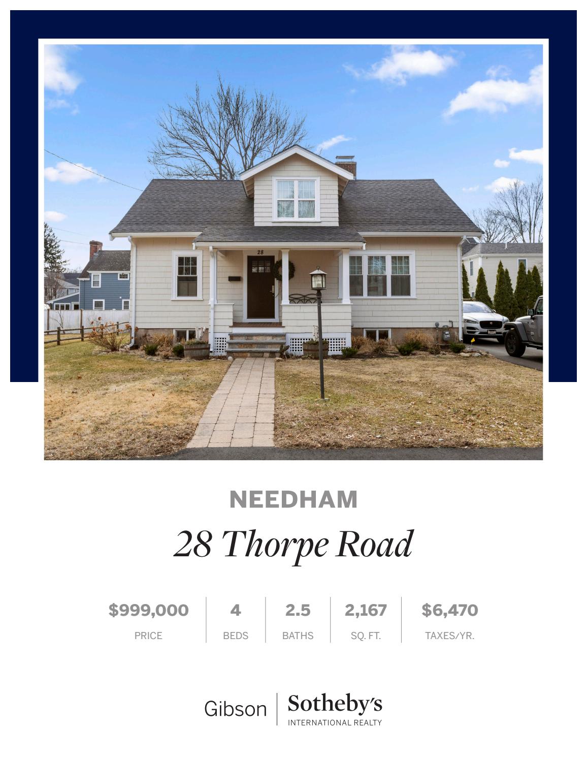 28 Thorpe Road, Needham by Gibson Sotheby's International Realty Issuu