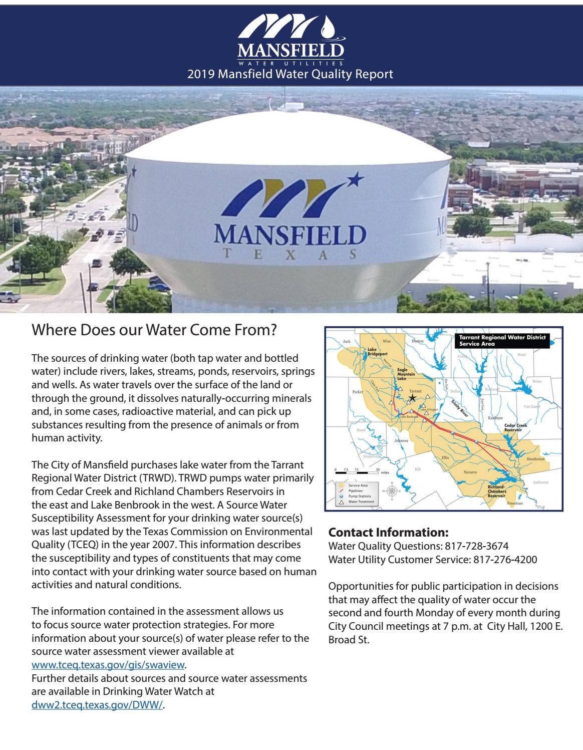 2019 Mansfield Water Quality Report by City of Mansfield, Texas Issuu
