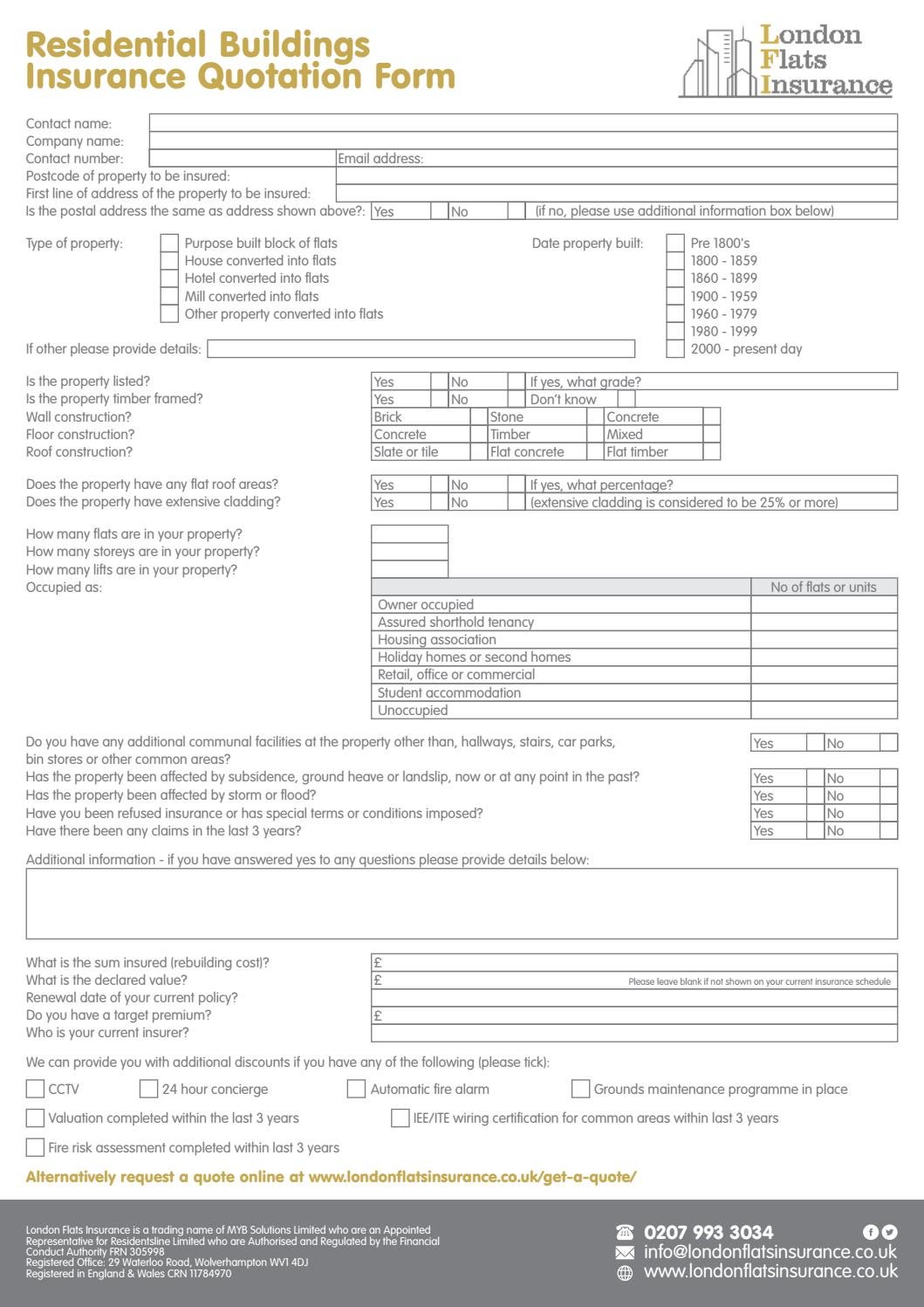 London Flats Insurance Quote form by Belinda Thorpe - Issuu