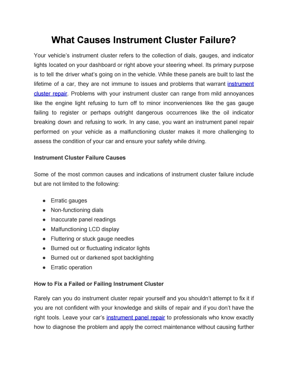 What Causes Instrument Cluster Failure? by autotronicsglobal12 Issuu