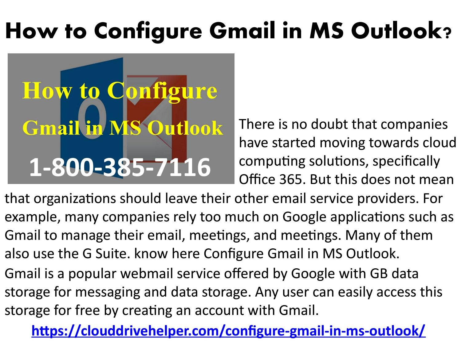 How to Configure Gmail in MS Outlook - Call 1-800-385-7116 by ...