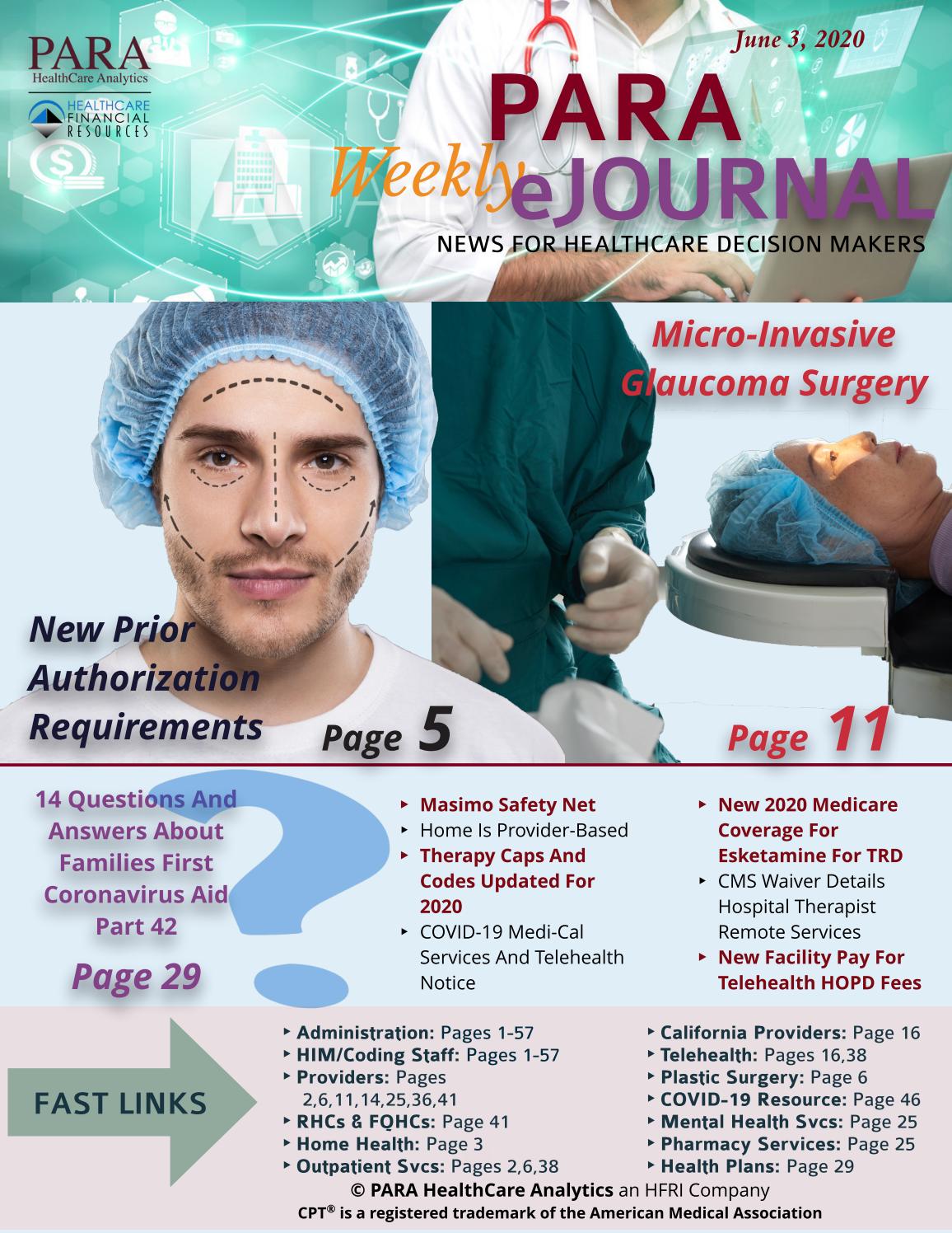PARA HealthCare Analytics Weekly EJournal June 3 2020 By CorroHealth
