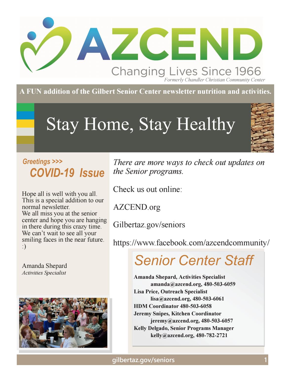 Gilbert Senior CenterSummer 2020 Newsletter by Town of GilbertParks