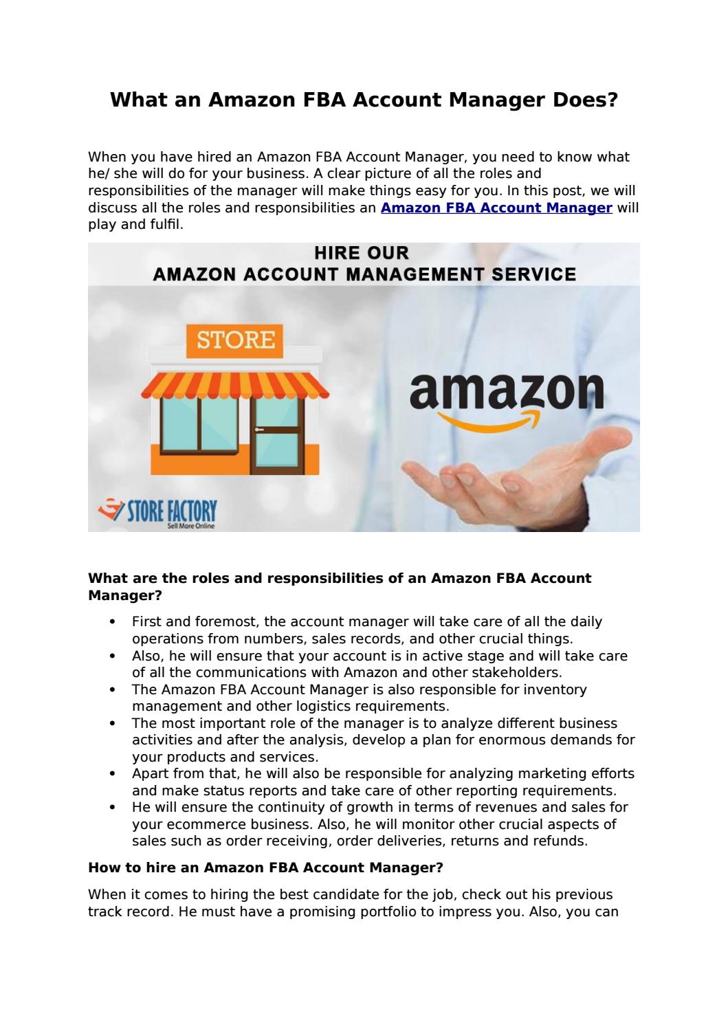 What an Amazon FBA Account Manager Does? by eStore Factory Amazon