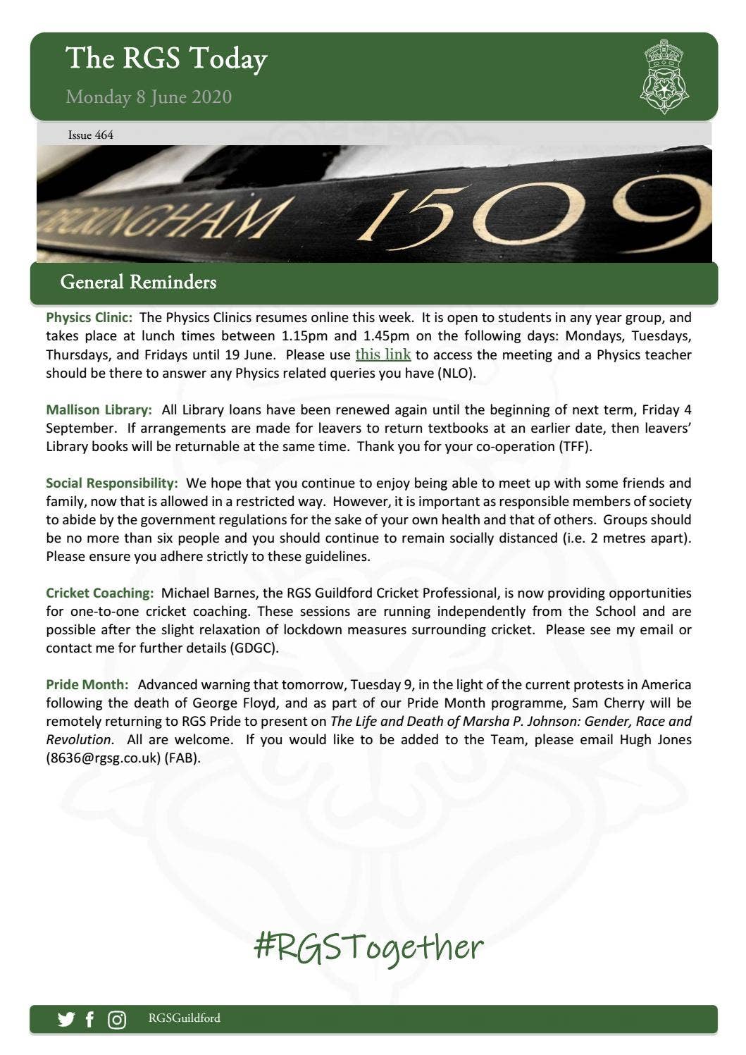 The RGS Today 08.06.20 by Royal Grammar School Guildford - Issuu