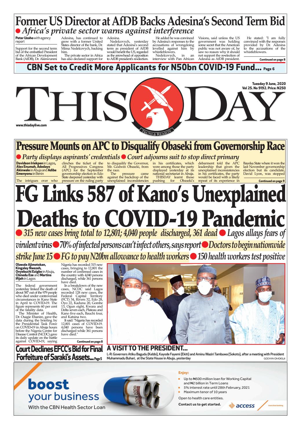 Tuesday 9th June By Thisday Newspapers Ltd Issuu