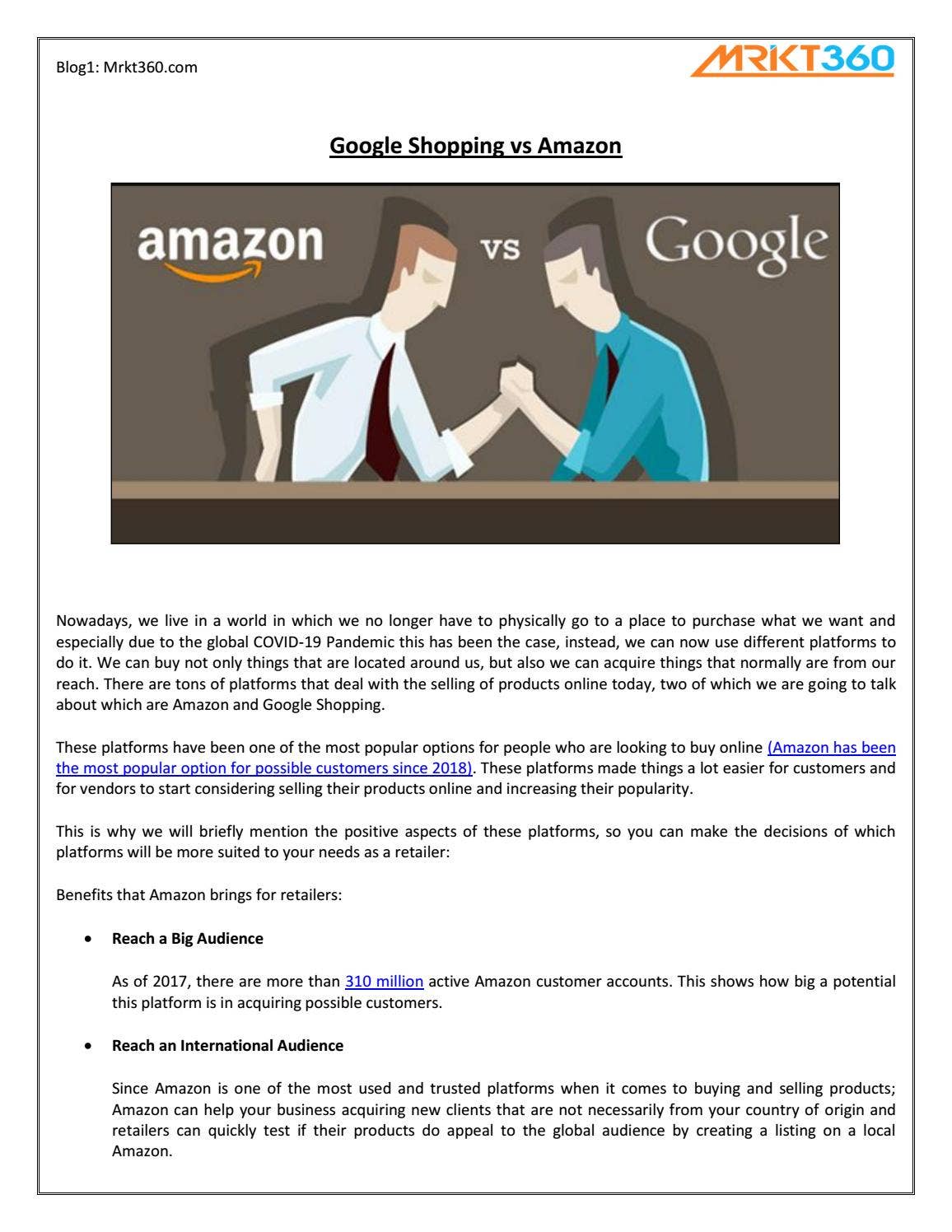 Google Shopping vs Amazon by Mrkt360 Inc - Issuu