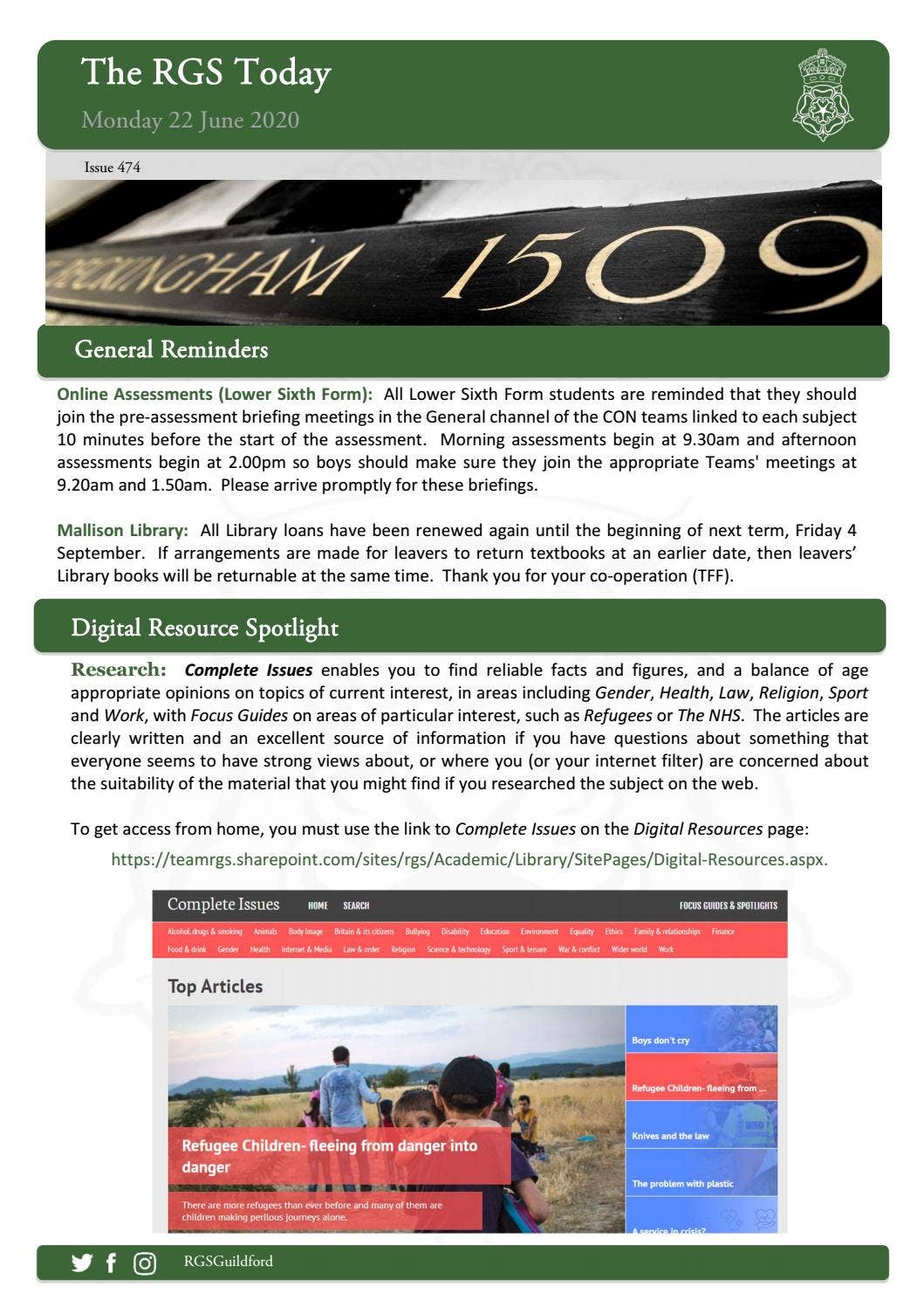 The RGS Today 22.06.20 by Royal Grammar School Guildford - Issuu