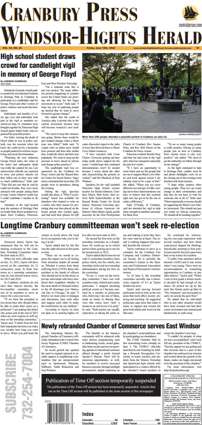 Cranbury Press & WindsorHights Herald 6192020 by