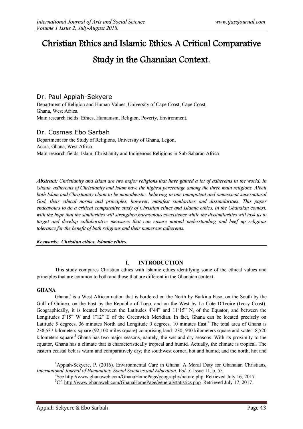Christian Ethics and Islamic Ethics: A Critical Comparative Study in ...