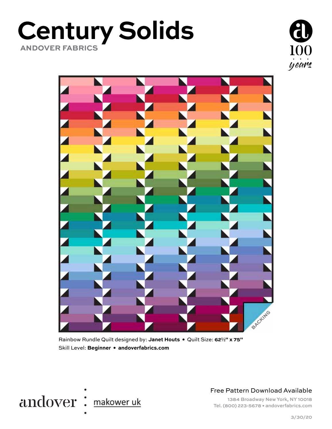 Andover Century Solids + Janet Houts - Rainbow Rundle Free Quilt ...
