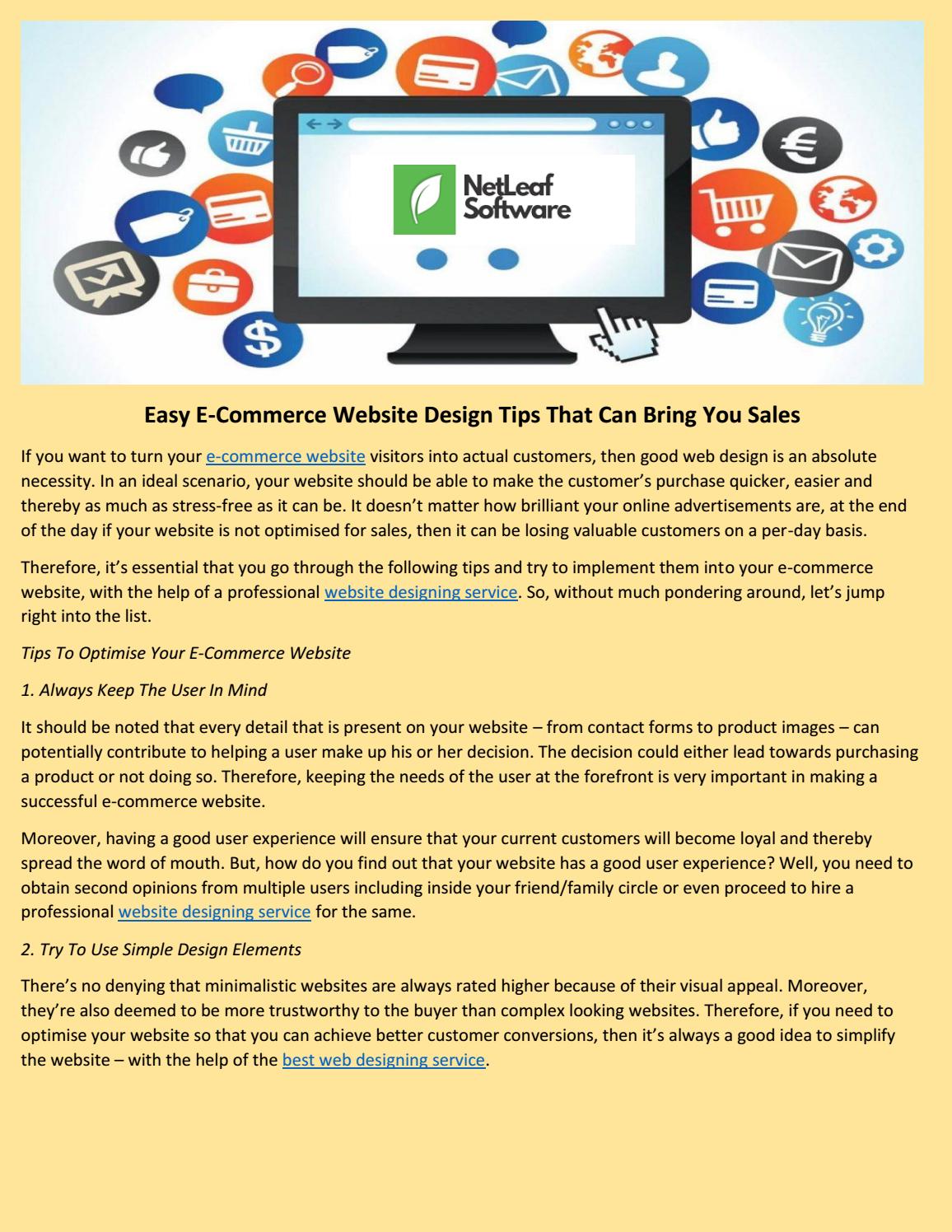 Easy E Commerce Website Design Tips That Can Bring You Sales By Netleaf Software Issuu