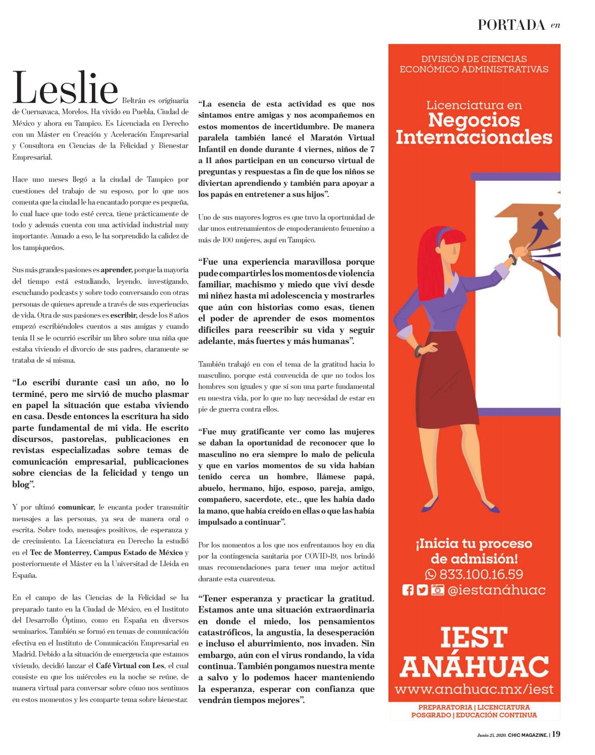 Los Tiempos Dificiles Hacen Hombres Fuertes Chic Magazine Tamaulipas, núm. 617, 25/jun/2020 | Vebuka.com