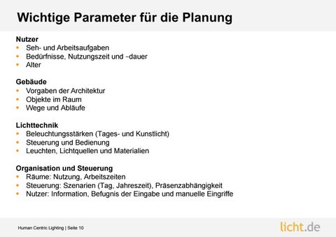 Präsentation: Human Centric 灯饰 – Definition, Planung und Betrieb 第 10 页