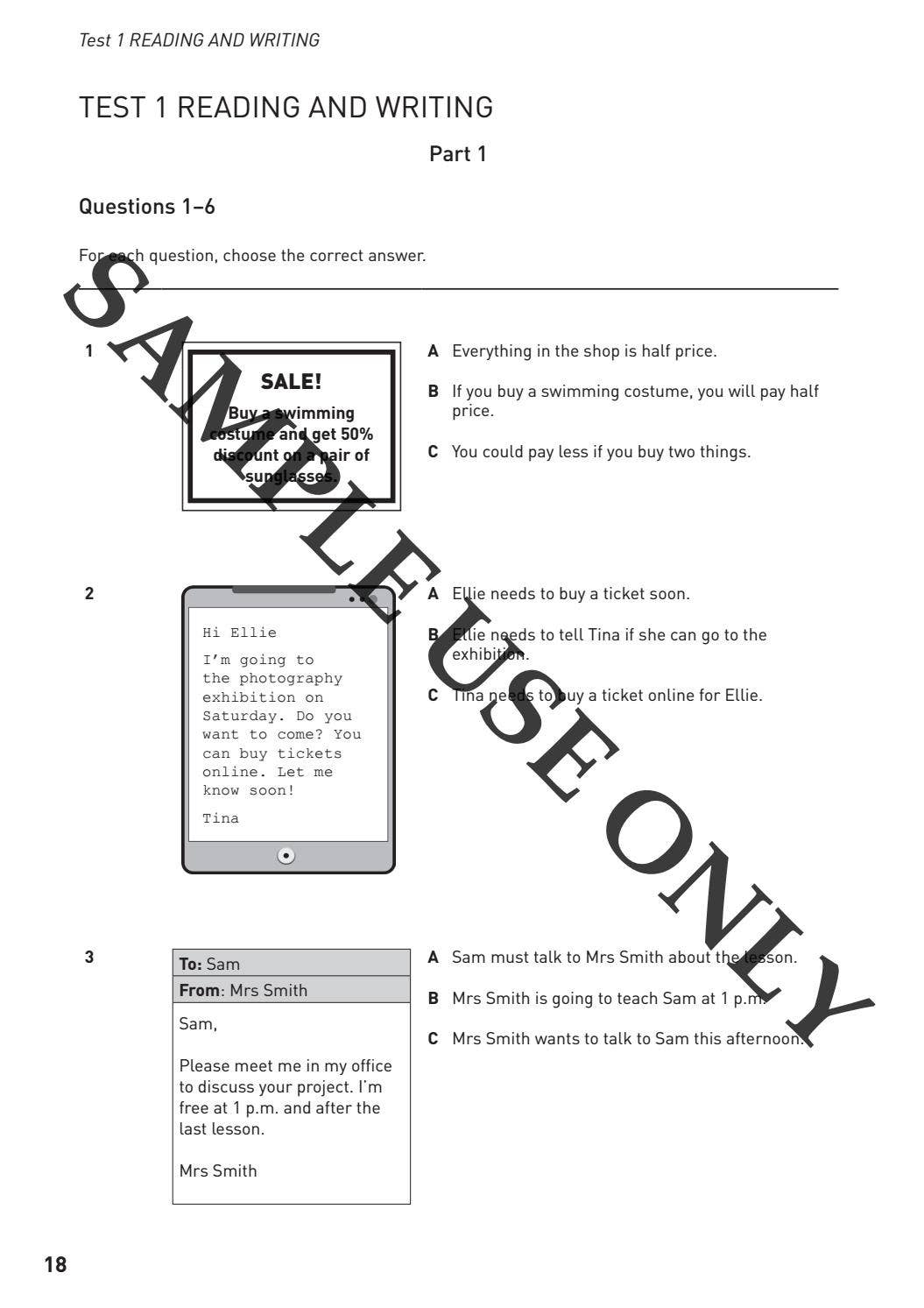 Collins A2 Key for Schools Sample Test by Collins - Issuu