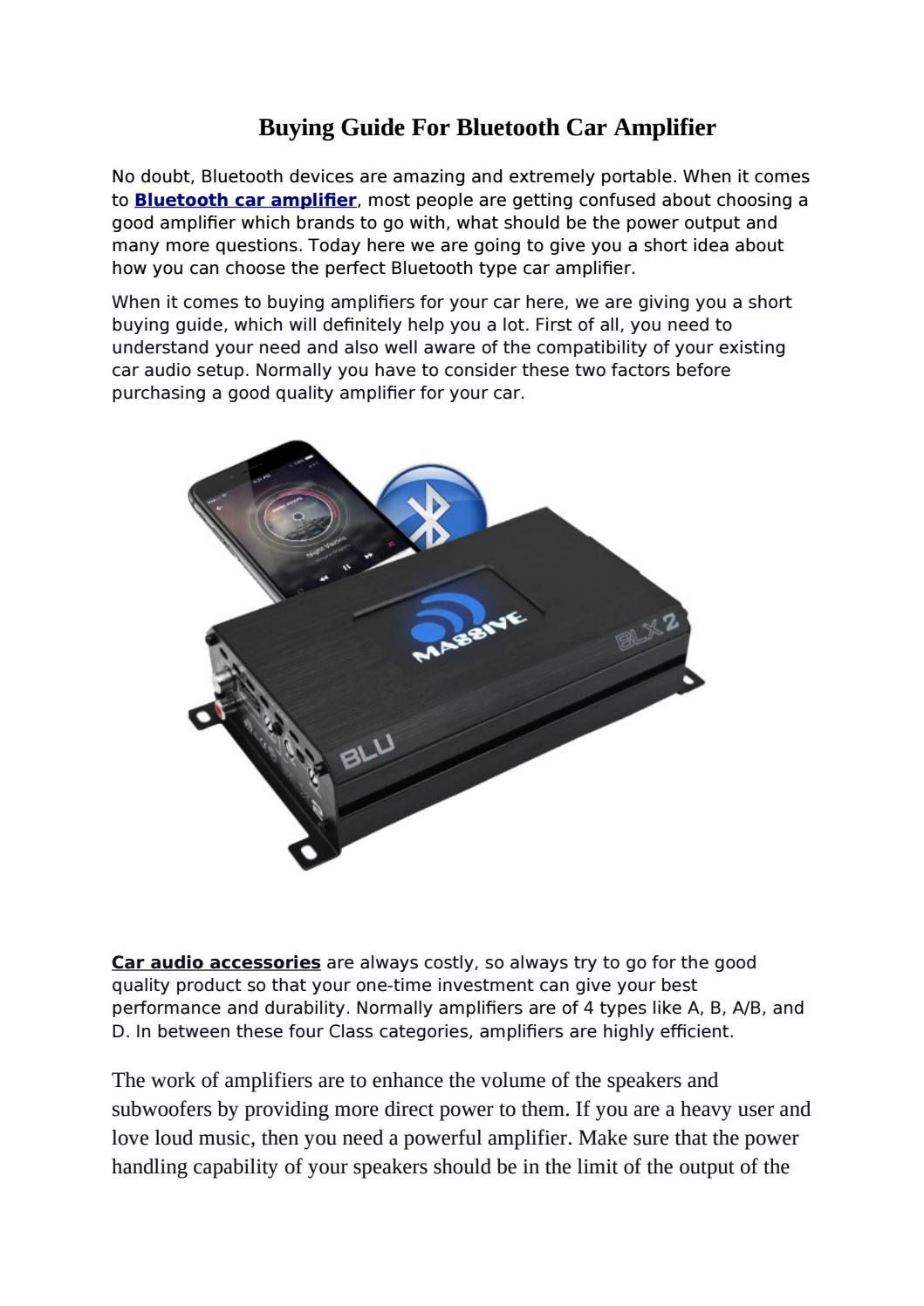 Buying Guide For Bluetooth Car Amplifier by Massive Audio Issuu