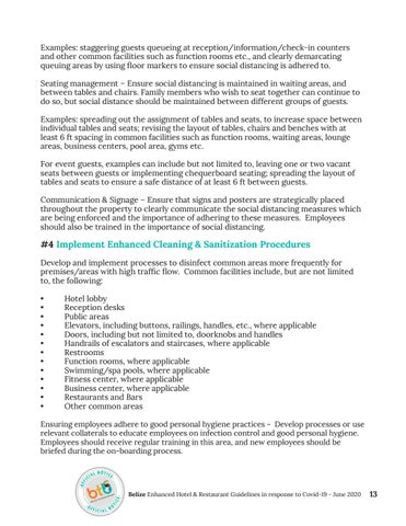 Belize's Enhanced 酒店 × 餐饮 Guidelines in response to Covid-19 - June 2020 第 13 页