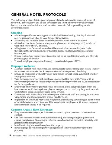 Belize's Enhanced 酒店 × 餐饮 Guidelines in response to Covid-19 - June 2020 第 16 页