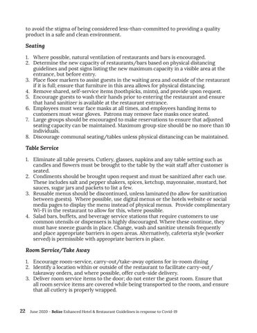 Belize's Enhanced 酒店 × 餐饮 Guidelines in response to Covid-19 - June 2020 第 22 页