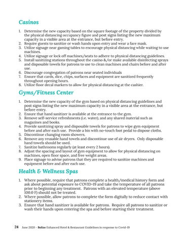 Belize's Enhanced 酒店 × 餐饮 Guidelines in response to Covid-19 - June 2020 第 24 页