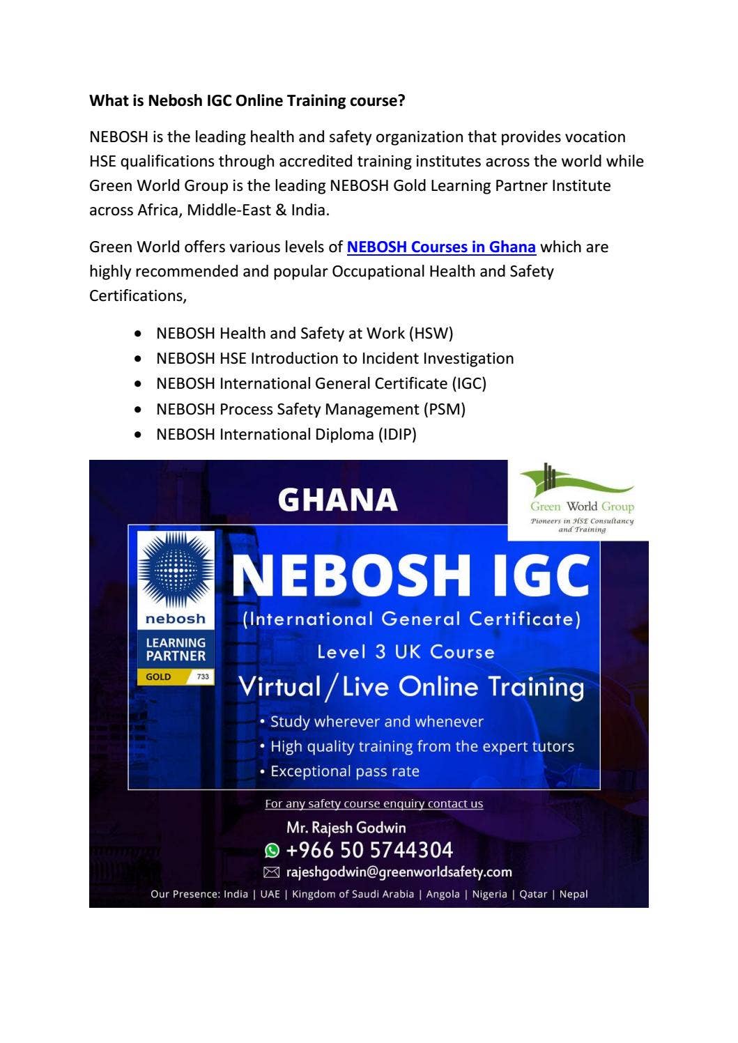What is Nebosh IGC Online Training course? by elizhabethgwg - Issuu