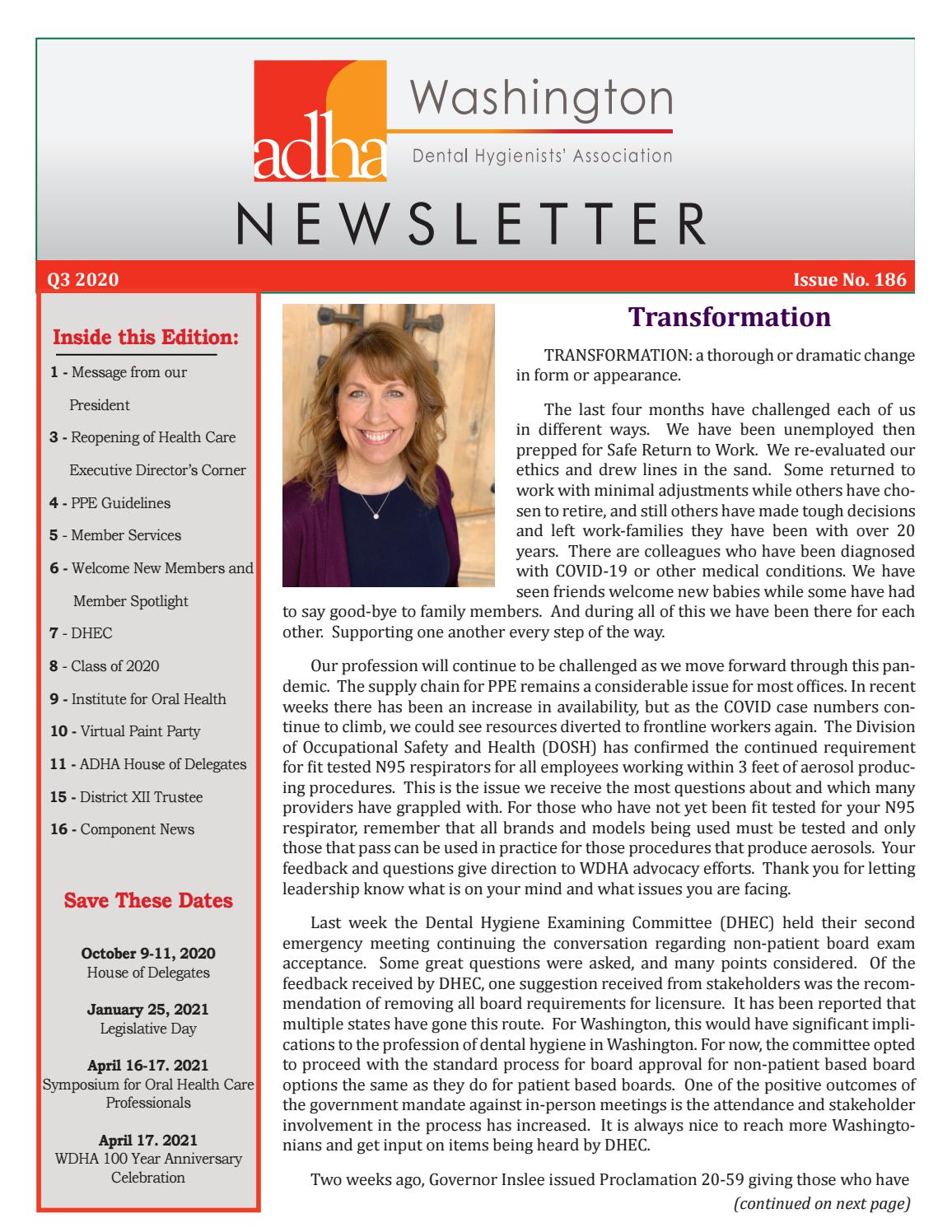 WDHA July 2020 Newsletter by Washington Dental Hygienists' Association Issuu