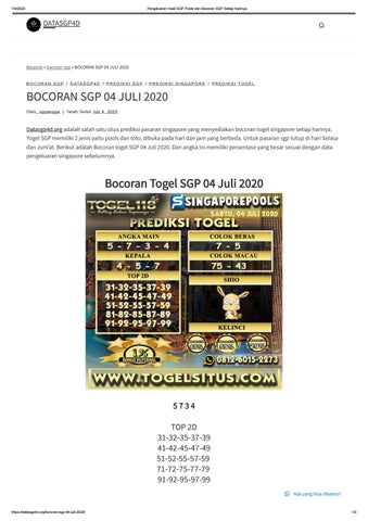 Bocoran Sgp 04 Juli 2020 Togel118 By Olivia Issuu