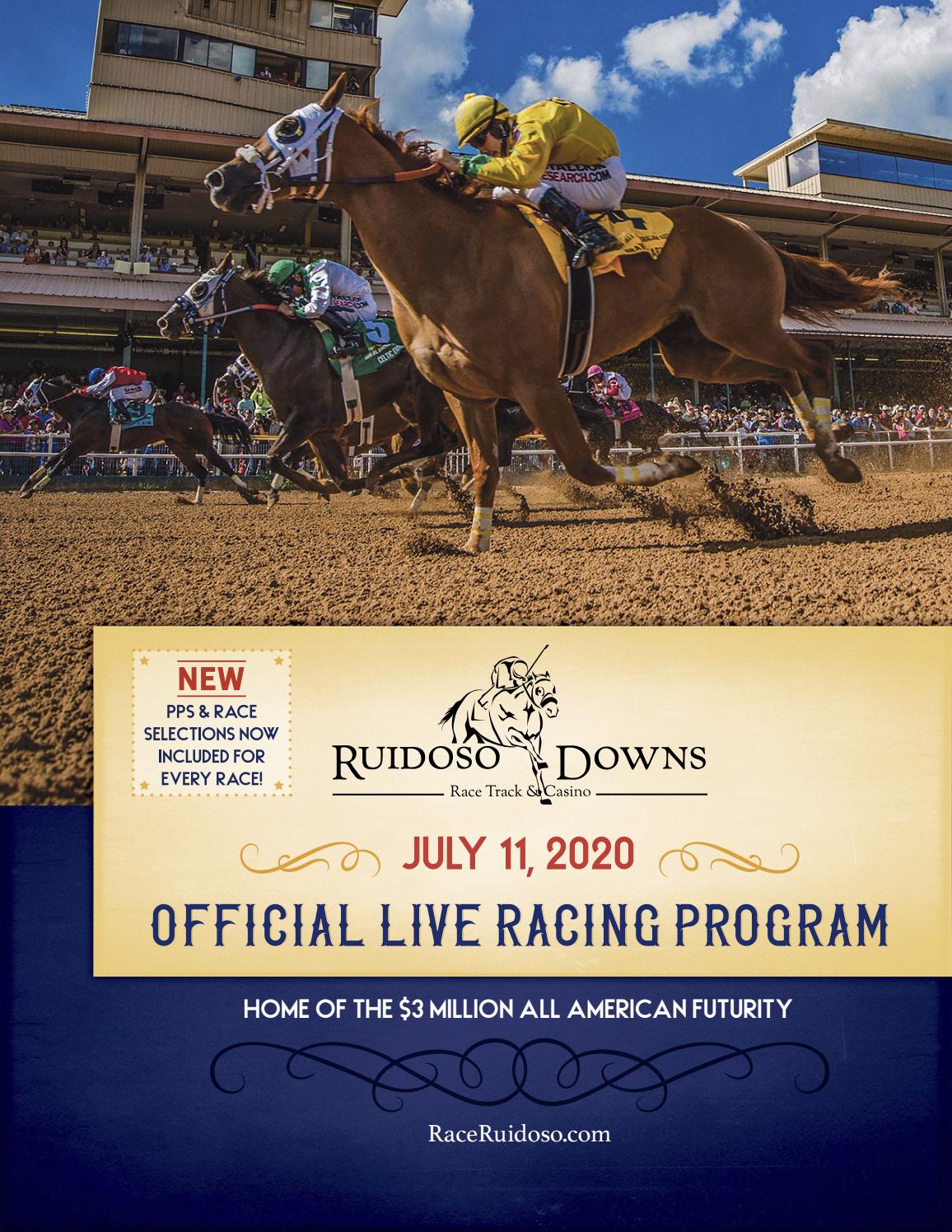 Ruidoso Downs Race Track Live Racing Program Saturday July 11 2020 