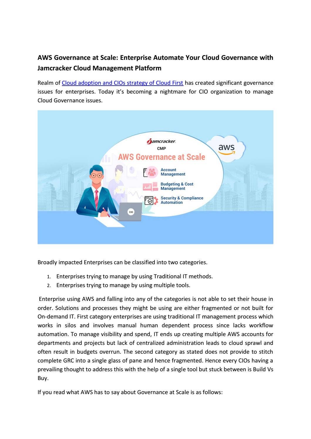 AWS Governance at Scale Enterprise Automate Your Cloud Governance with
