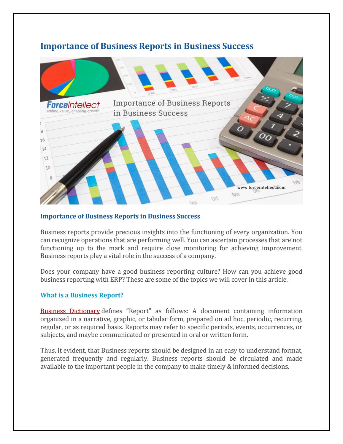 Importance of Business Reports in Business Success by Force Intellect