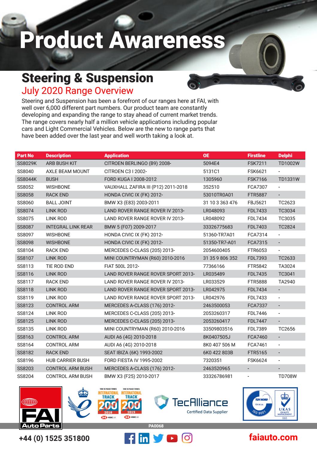 New To Range Steering & Suspension 2020 by FAI Automotive Plc. Issuu