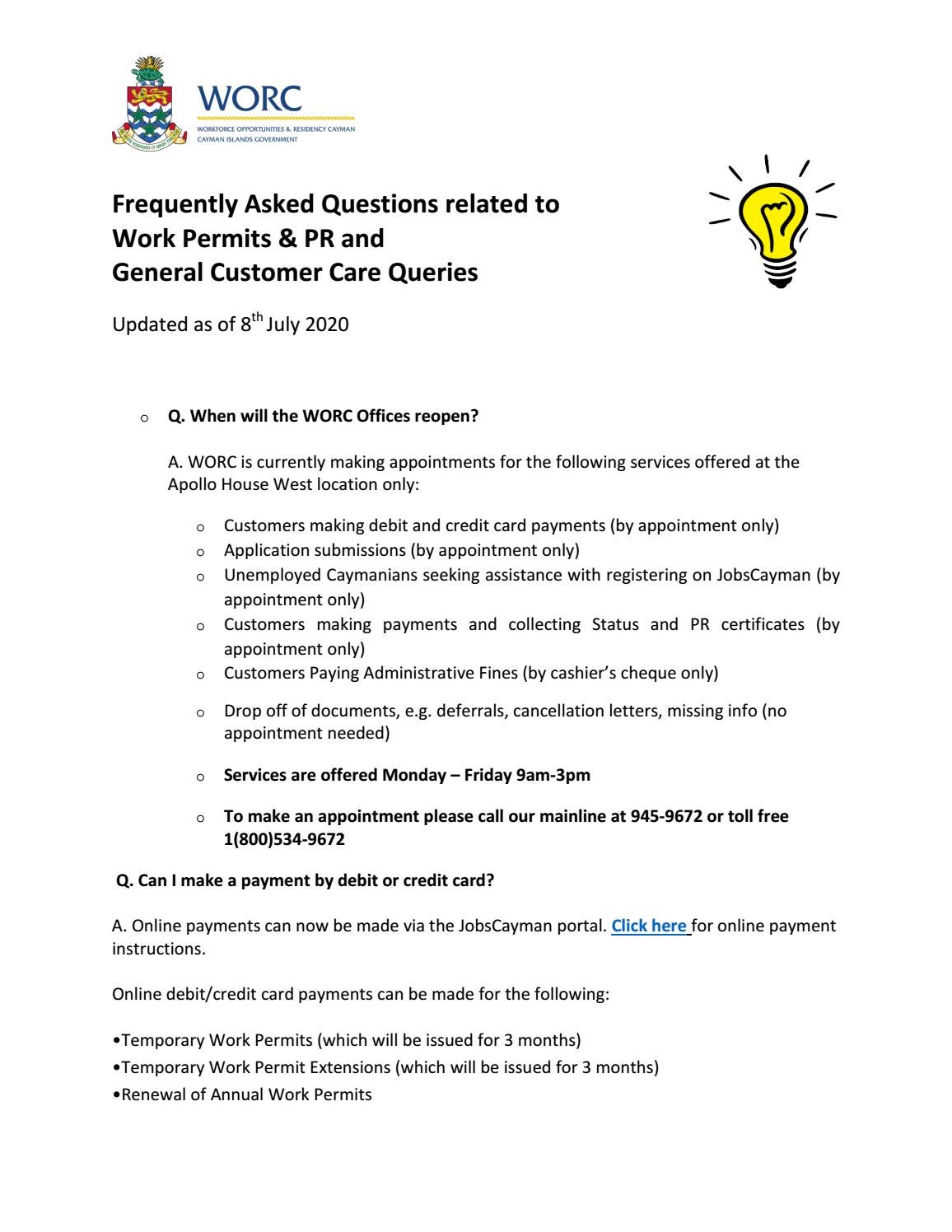WORQ FAQs General Customer Care and Queries by caymanchamber - Issuu