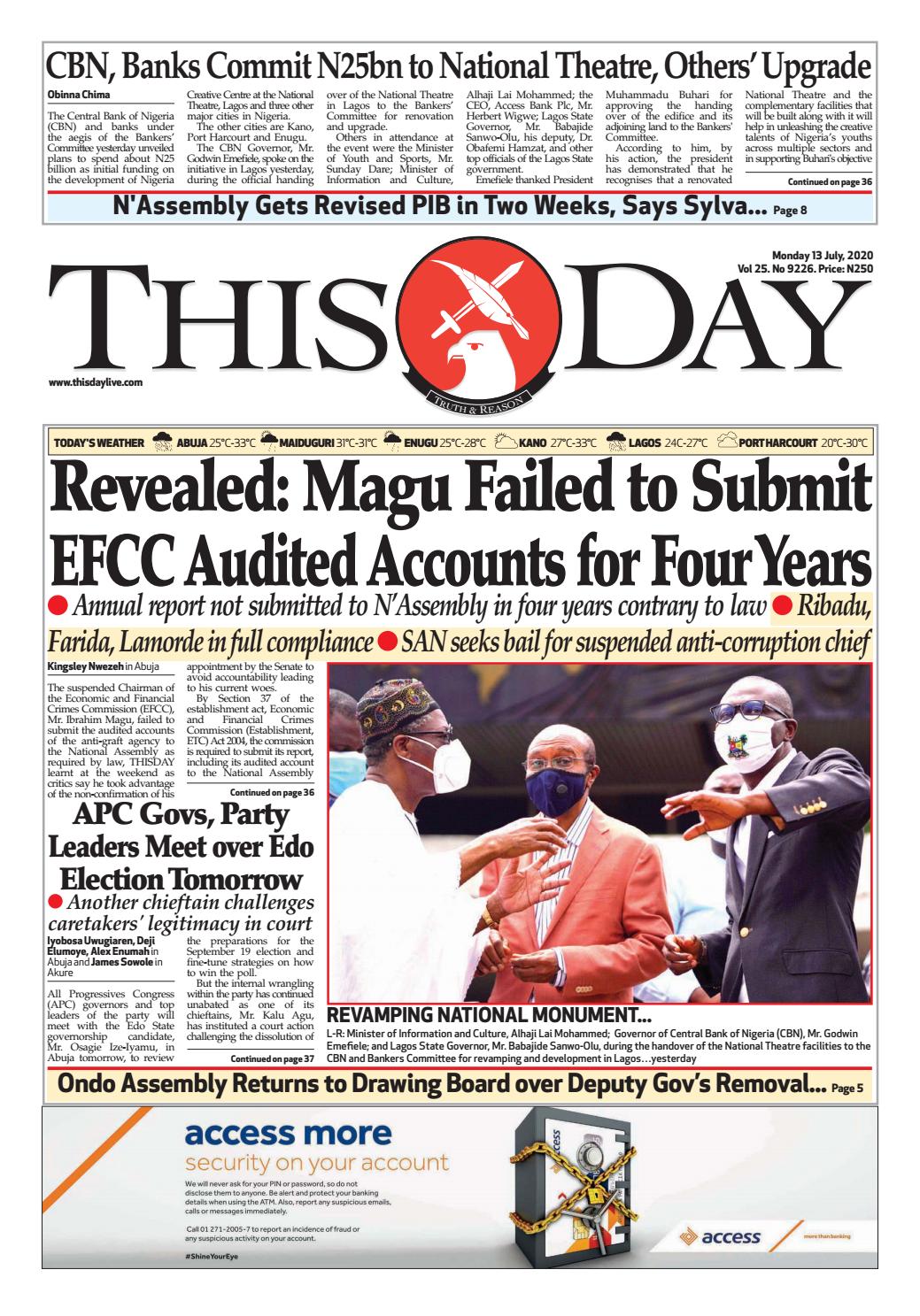 MONDAY 13TH JULY 2020 by THISDAY Newspapers Ltd - Issuu
