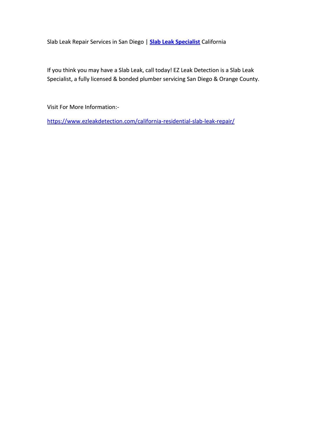 Slab Leak Repair Services in San Diego | Slab Leak Specialist