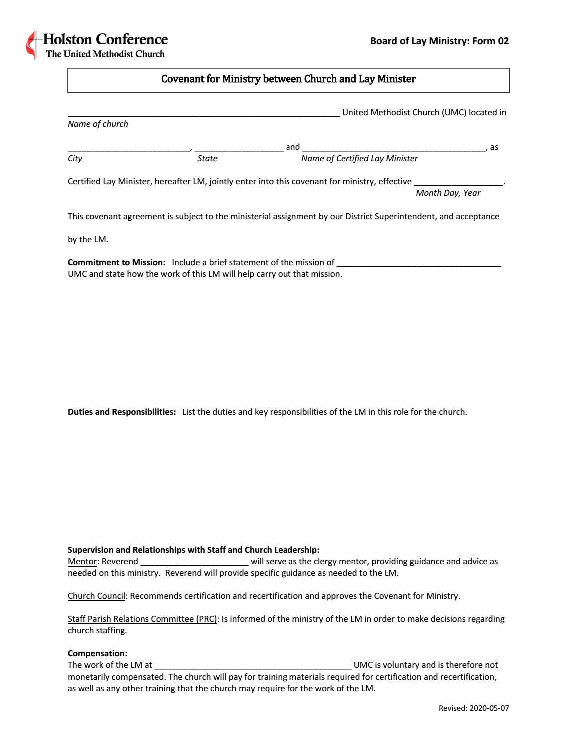 BLM Form 02 - Covenant for Ministry Church and LM by Holston Annual ...