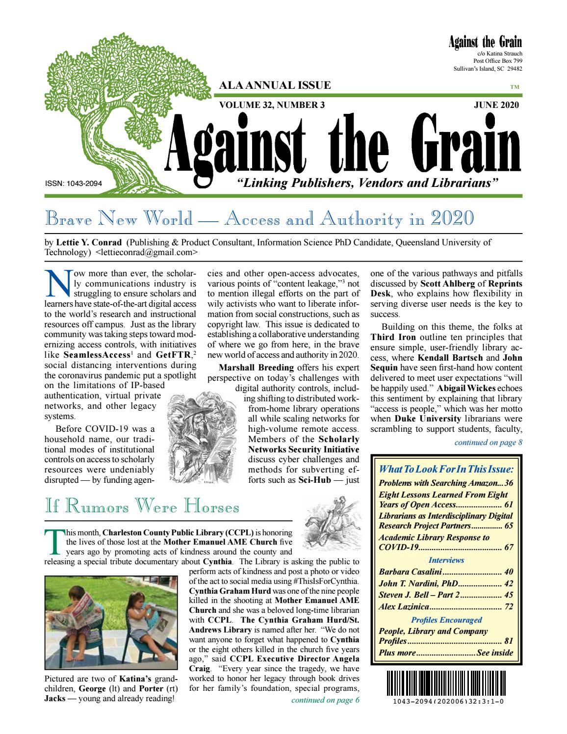 Against the Grain v32 #3 June 2020 by against-the-grain - Issuu