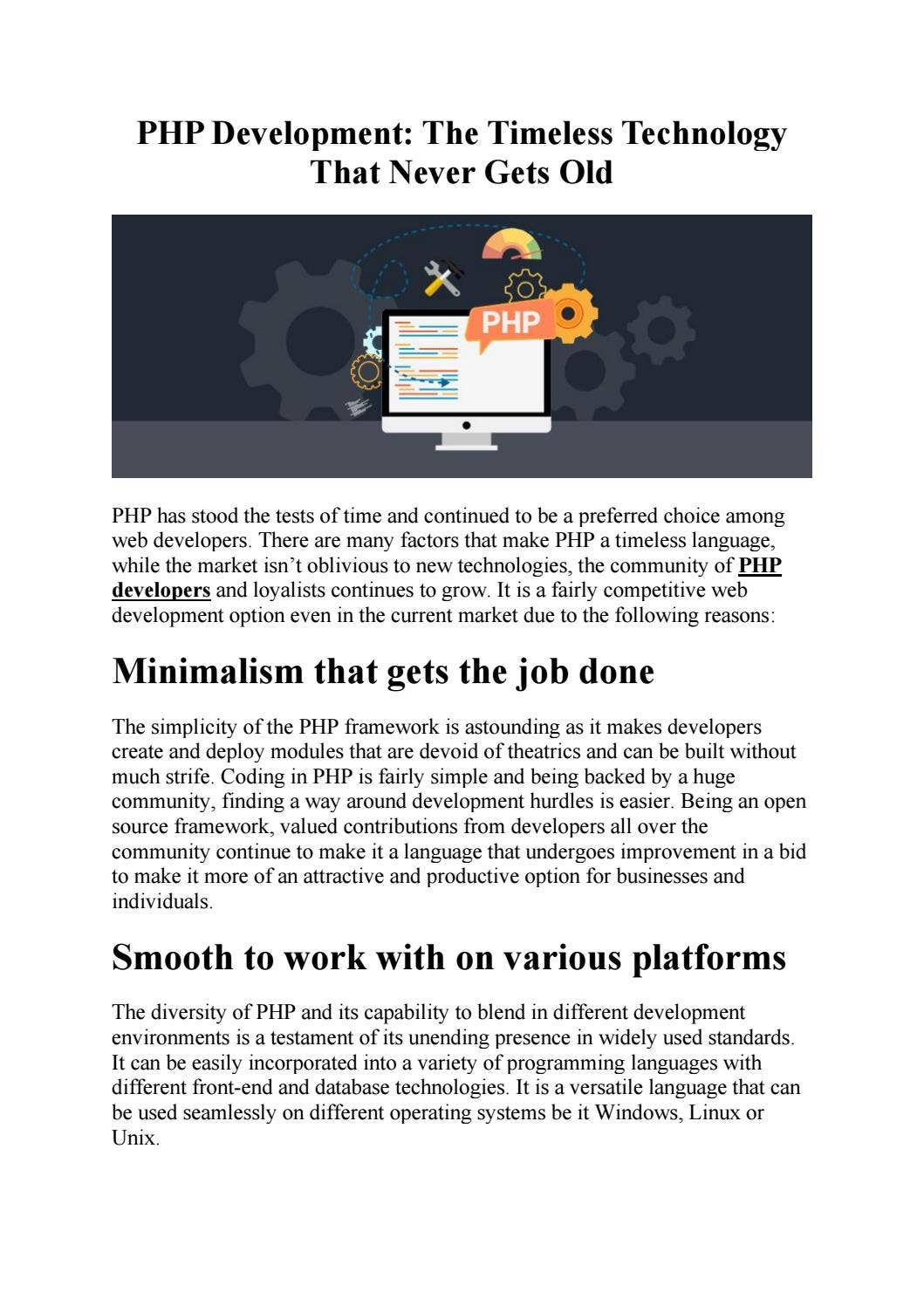 Why PHP Development Technology Will Never Gets Old by TechnoScore - Issuu