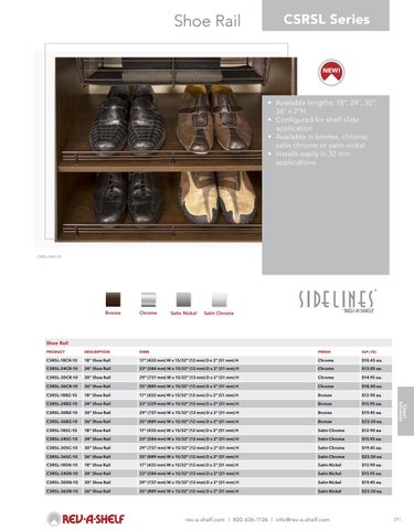 Rev-A-Shelf 灯饰目录 · Closet - 20/21 Specification 指南 第 17 页