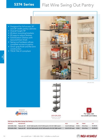 Rev-A-Shelf 灯饰目录 · Tall - 20/21 Specification 指南 第 12 页