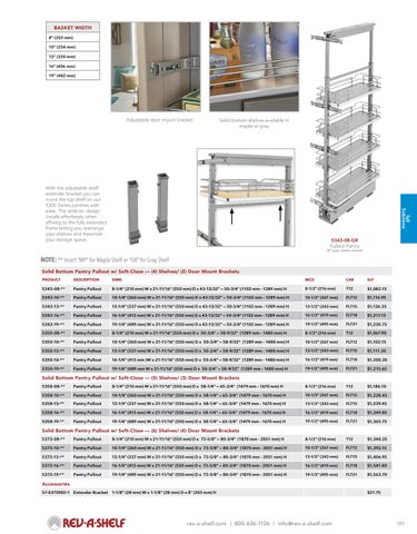 Rev-A-Shelf 灯饰目录 · Tall - 20/21 Specification 指南 第 15 页