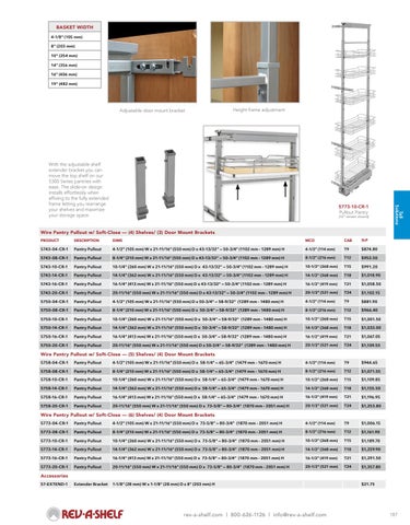 Rev-A-Shelf 灯饰目录 · Tall - 20/21 Specification 指南 第 17 页