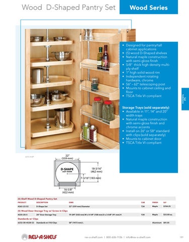 Rev-A-Shelf 灯饰目录 · Tall - 20/21 Specification 指南 第 19 页