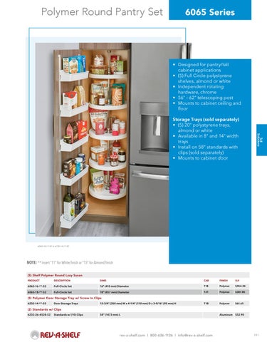 Rev-A-Shelf 灯饰目录 · Tall - 20/21 Specification 指南 第 21 页