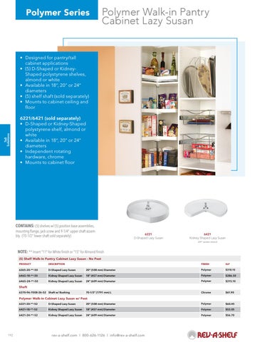 Rev-A-Shelf 灯饰目录 · Tall - 20/21 Specification 指南 第 22 页