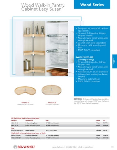 Rev-A-Shelf 灯饰目录 · Tall - 20/21 Specification 指南 第 23 页