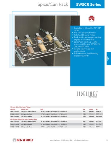 Rev-A-Shelf 灯饰目录 · Tall - 20/21 Specification 指南 第 3 页