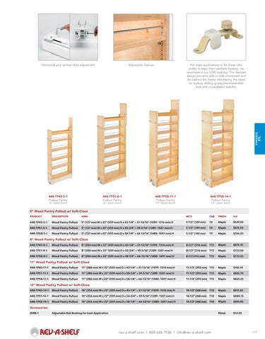 Rev-A-Shelf 灯饰目录 · Tall - 20/21 Specification 指南 第 7 页