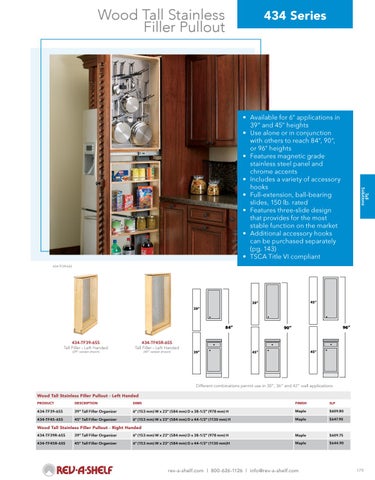 Rev-A-Shelf 灯饰目录 · Tall - 20/21 Specification 指南 第 9 页