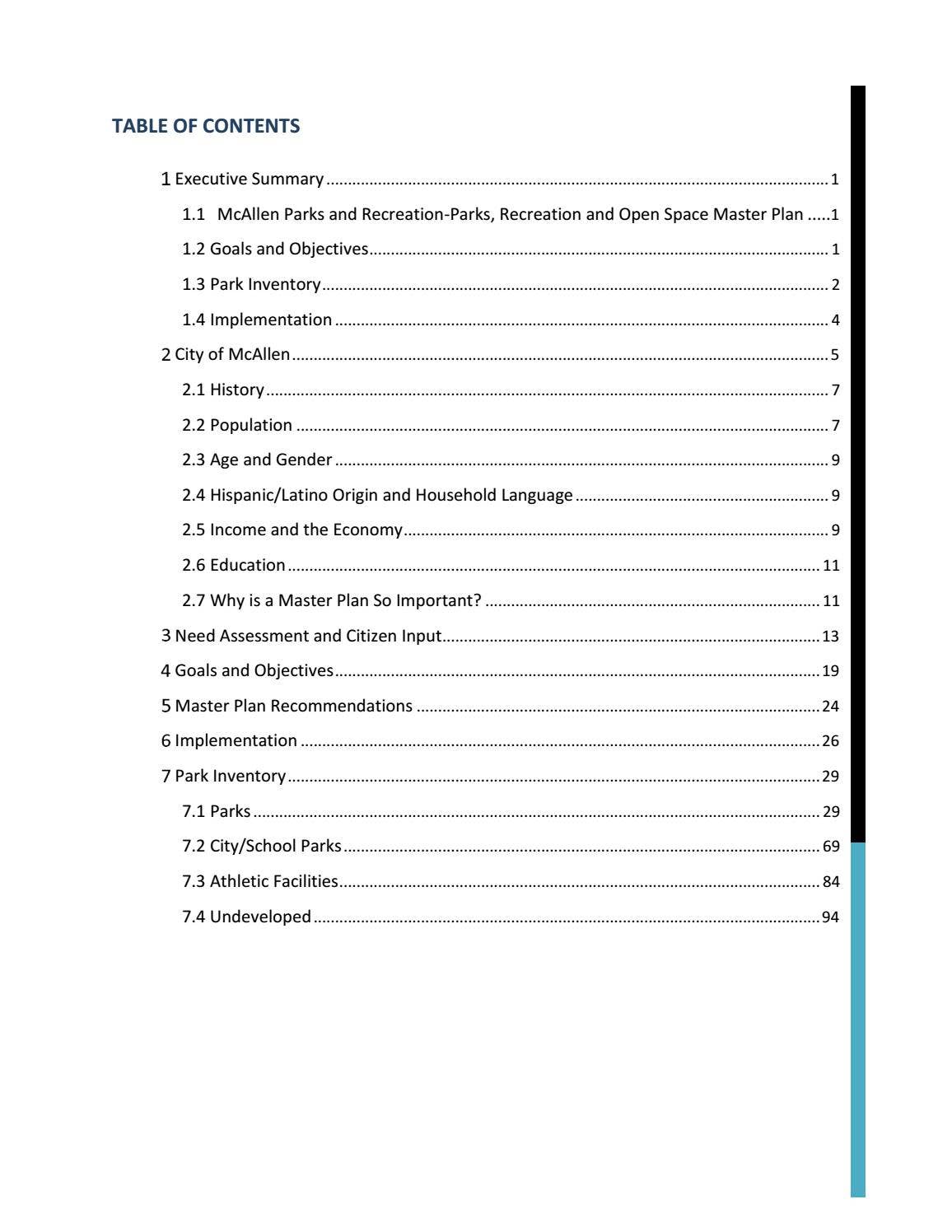 McAllen Parks and Recreation Master Plan by McAllen Parks and ...